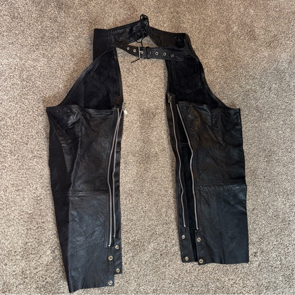 Men's Black Real Leather Chaps no size tag
